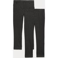 M&S 2 Pack Boys' Super Skinny Leg School Trousers (2-18 Yrs) Charcoal
