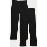M&S 2 Pack Boys' Slim Leg Stretch Trousers (9-18 Yrs) Black