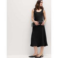 M&S Built Up Satin Midi Column Dress Black