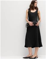 M&S Built Up Satin Midi Column Dress Black