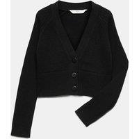 M&S Pure Cotton V-Neck StayNew School Cardigan Black