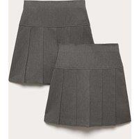 M&S 2 Pack Girls' Slim Permanent Pleats School Skirts (2-18 Yrs) Grey