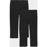 M&S 2 Pack Boys' Plus Fit Slim Leg Stretch School Trousers (2-18 Yrs) Black