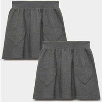 M&S 2 Pack Girls' Plus Fit Pleated School Skirts (2-18 Yrs) Grey