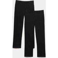 M&S 2 Pack Boys' Longer Length School Trousers (9-18 Yrs) Black