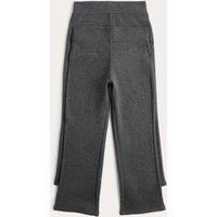 M&S 2 Pack Girls' Cotton Blend Knitted Trousers (2-18 Yrs) Grey