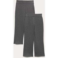 M&S 2 Pack Girls' Cotton Blend Knitted Trousers (2-18 Yrs) Grey