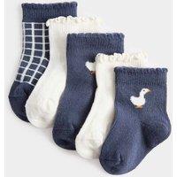 M&S 5 Pack Cotton Rich Dollshouse Socks Charcoal Mix