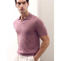 Autograph Pure Extra Fine Merino Wool Knitted Polo Shirt Dusted Pink
