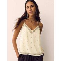 Per Una Embellished V-Neck Cami Top Ecru Mix