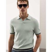 Autograph Pure Cotton Knitted Polo Shirt Silver Grey