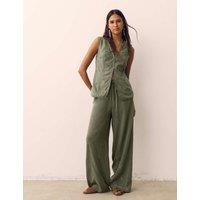 Per Una Lyocell Rich Embellished Wide Leg Trousers Hunter Green