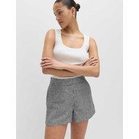 M&S Pure Linen Checked Shorts Black Mix