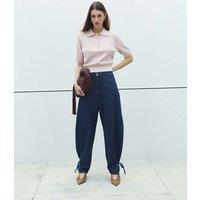 M&S High Waisted Tie Detail Balloon Leg Jeans Indigo Mix