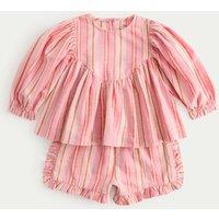 M&S Pure Cotton Striped Top & Bottom Outfit (0-5 Yrs) Pink
