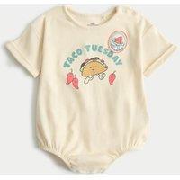 M&S Pure Cotton Taco Tuesday Bodysuit (7lbs- 24 Mths) Buttermilk