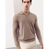 Autograph Pure Extra Fine Merino Wool Knitted Polo Shirt Cappuccino