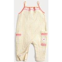 M&S Pure Cotton Striped Embroidered Romper (0-3 Yrs) Cream Mix