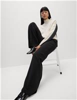 M&S Crepe Elasticated Waist Wide Leg Trousers White