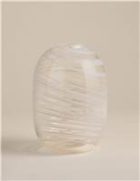 M&S Medium Swirl Glass Vase Beige