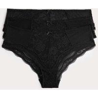 M&S 3 Pack Jasmine All Over Lace Hipster Knickers Black
