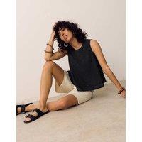 Per Una Cotton Rich Embellished Trapeze Vest Top Black