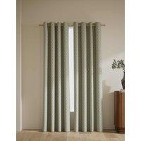 M&S Textured Herringbone Eyelet Curtains Green