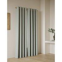 M&S Textured Herringbone Eyelet Curtains Blue