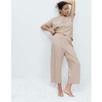 M&S Cotton Rich Printed Cropped Pyjama Set Neutral