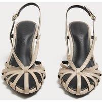 Autograph Leather Strappy Stiletto Heel Sandals Soft White