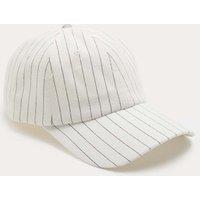 M&S Pure Cotton Striped Baseball Cap White Mix