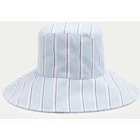 M&S Pure Cotton Wide Brim Bucket Hat Blue Mix