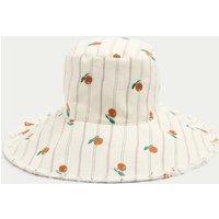M&S Pure Cotton Wide Brim Bucket Hat White Mix