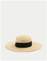 Straw Ribbon Detail Boater Hat