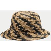 M&S Straw Stripe Detail Bucket Hat Black Mix