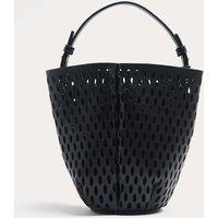M&S Faux Leather Laser Cut Tulip Bucket Bag QT Black