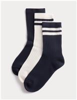 3 Pack Supersoft Ribbed Striped Crew Thermal Socks