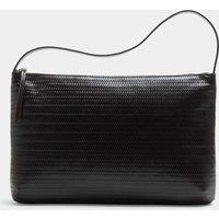Autograph Leather Embossed Zip Shoulder Bag Dark Chocolate