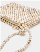 M&S Openwork Beaded Shoulder Bag Natural Mix