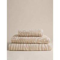 M&S Pure Cotton Zebra Patterned Towel Natural Mix