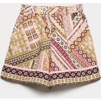 M&S Printed High Waisted Shorts Pink Mix