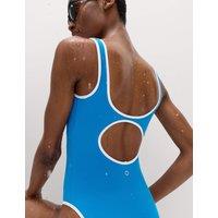 Goodmove Tummy Control Padded Ribbed Swimsuit Blue