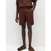M&S Linen Blend Chino Shorts Sable