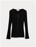 Ribbed Crew Neck Cardigan