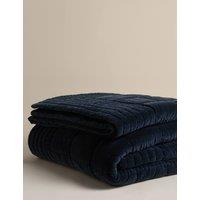 M&S Pure Cotton Velvet Bedspread Navy