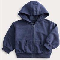 M&S Cotton Rich Navy Zip Through Hoodie (0-3 Yrs) Navy