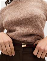 Textured Slim Fit Knitted Top with Wool