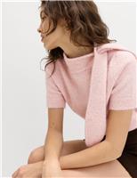 Tie Neck Knitted Top with Wool