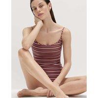 M&S Printed Scoop Neck Swimsuit Pink Mix