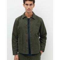 M&S Regular Fit Pure Cotton Twill Overshirt Khaki